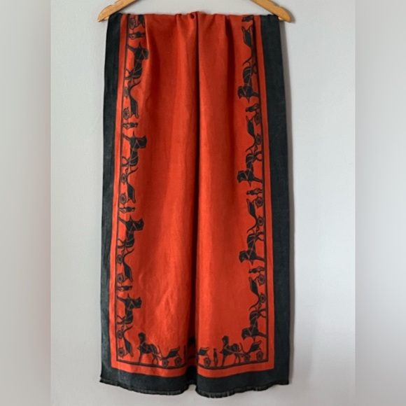 Women’s Rockies Collection - Orange / Grey  Soft Cashmere Blended Scarf / Wrap - Picture 2 of 10